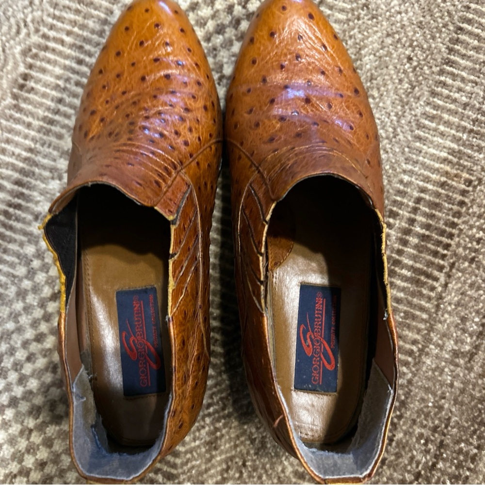 Giorgio Brutini Private Collection Brown Ostrich Loafer 12M - Picture 4 of 9